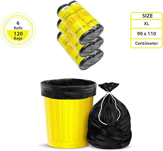 Garbage Bag Black Rolls XL | 90X110CM | 2 Rolls