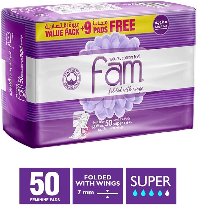 FAM FOLDED WITH WINGS 50 PADS SUPER