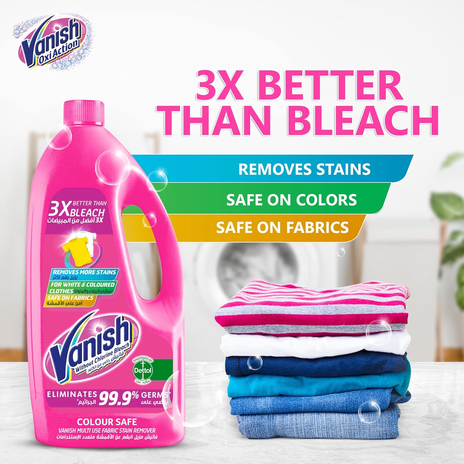 Vanish Stain Remover Pink 3L + 1L Free | Pack of 4