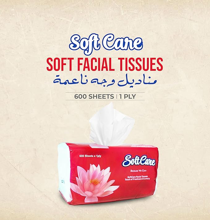 Softcare Facial Tissue Nylon Pack 600 Sheets | Pack of 5