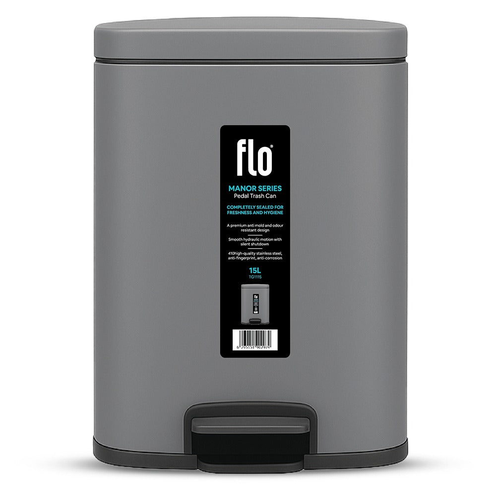 FLO DUSTBIN - MANOR  TITANIUM GRAY 15L