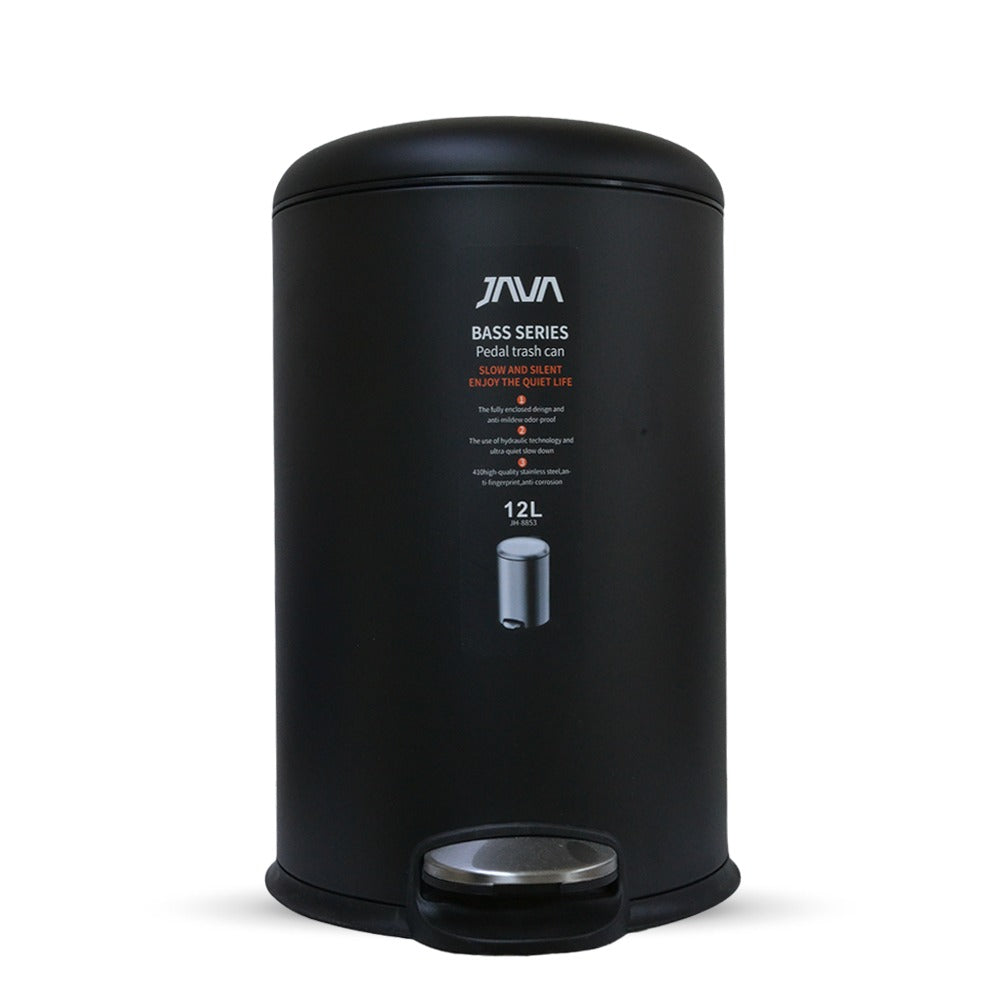 سلة مهملات 12 لترًا، لون أسود، طراز JH8853