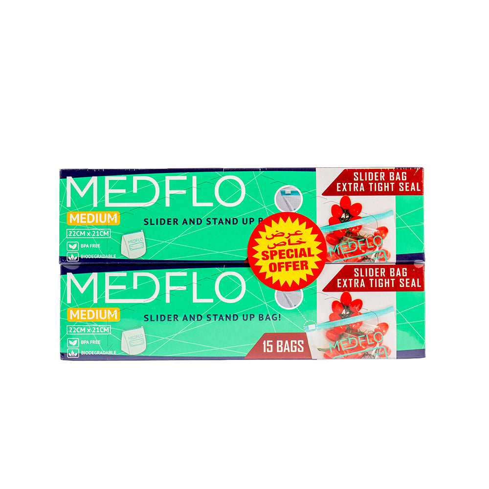 MedFlo Slider Bag 22X21cm Medium ( 15 + 15 ) Bags