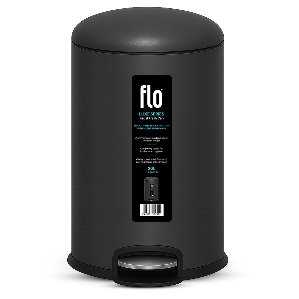 FLO S.S DUSTBIN - LUXE  BLACK 20L