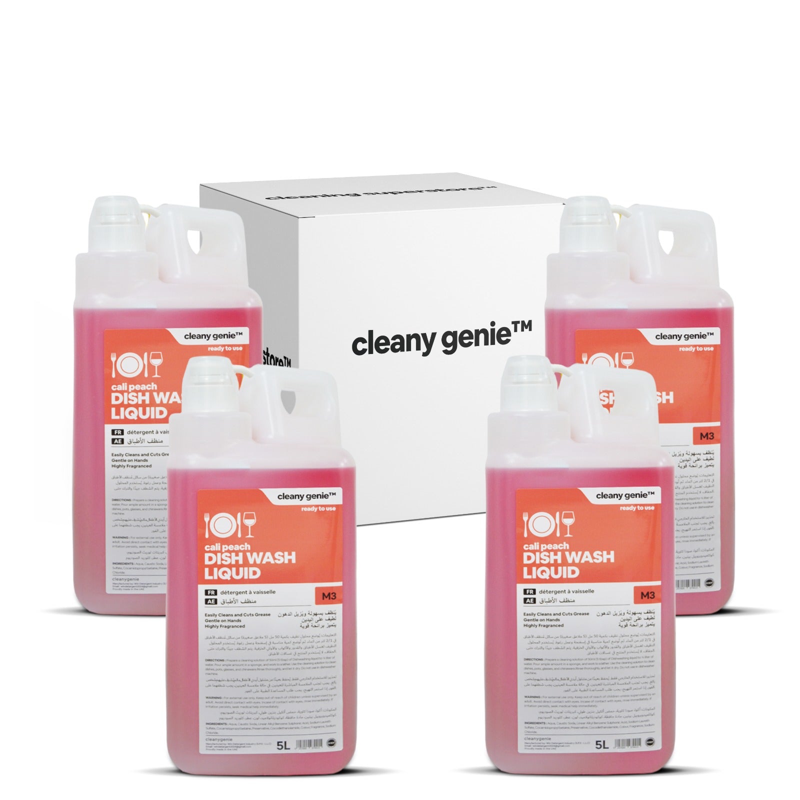 سائل غسيل الاطباق M3 | كالي خوخ 5 لتر | حزمة من 4