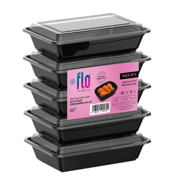 Micro. Cont. Rec. Black with Lids 32oz | Pack of 5 |