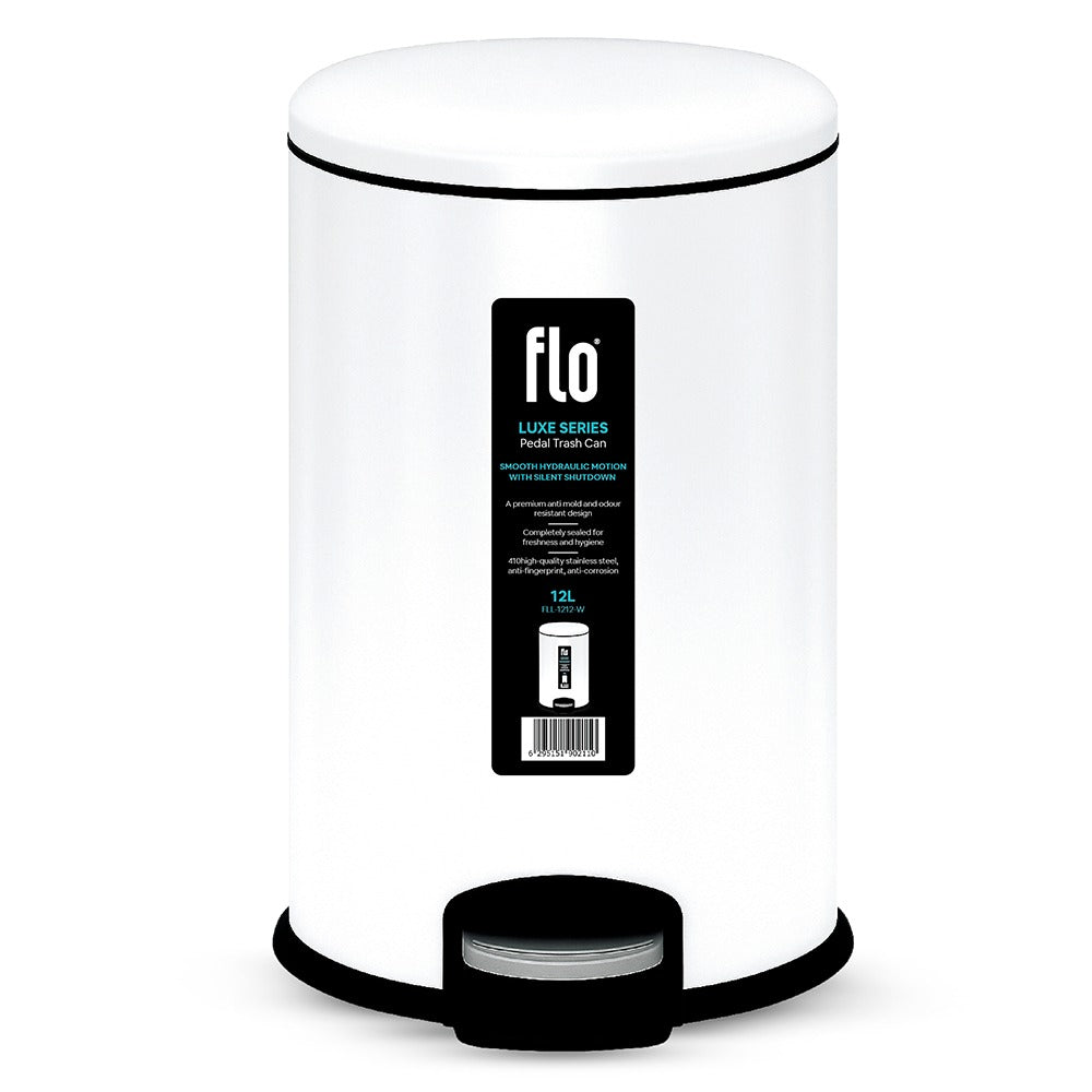 FLO S.S DUSTBIN - LUXE WHITE 12L