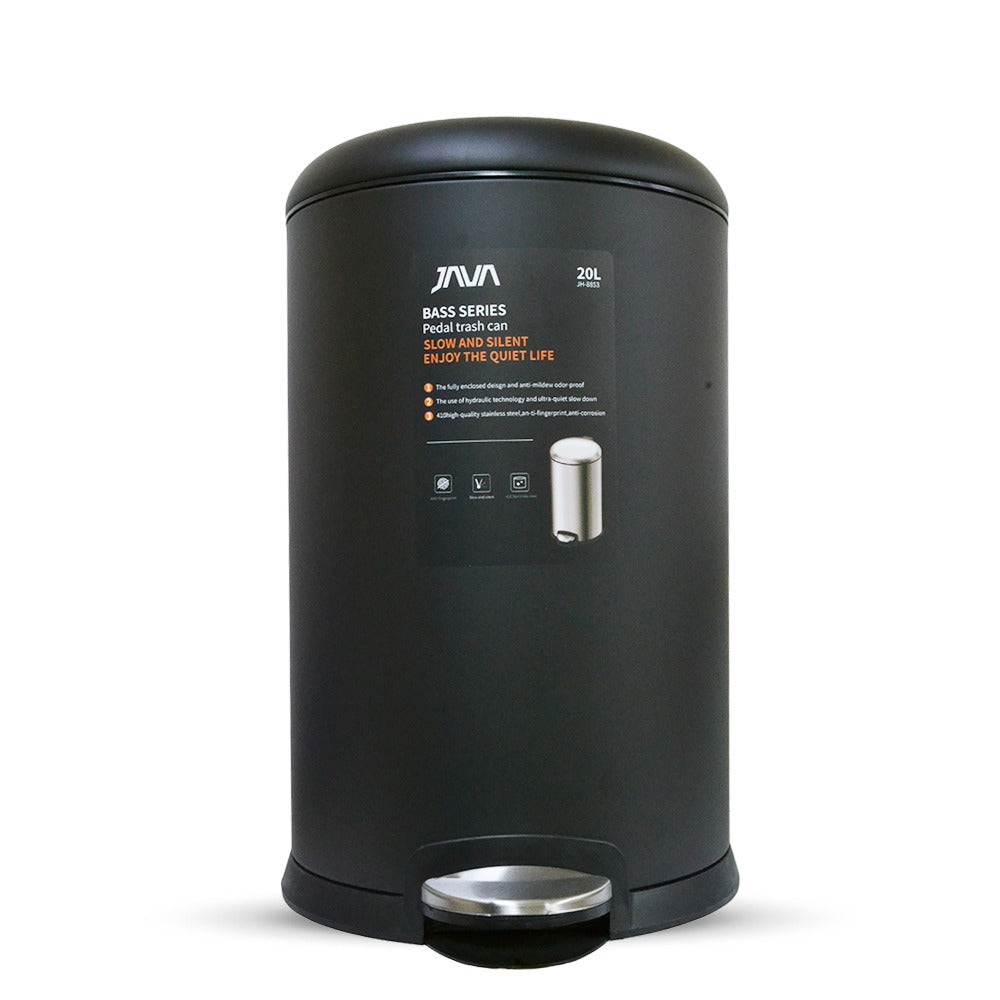 سلة مهملات 20 لترًا، لون أسود، طراز JH8853