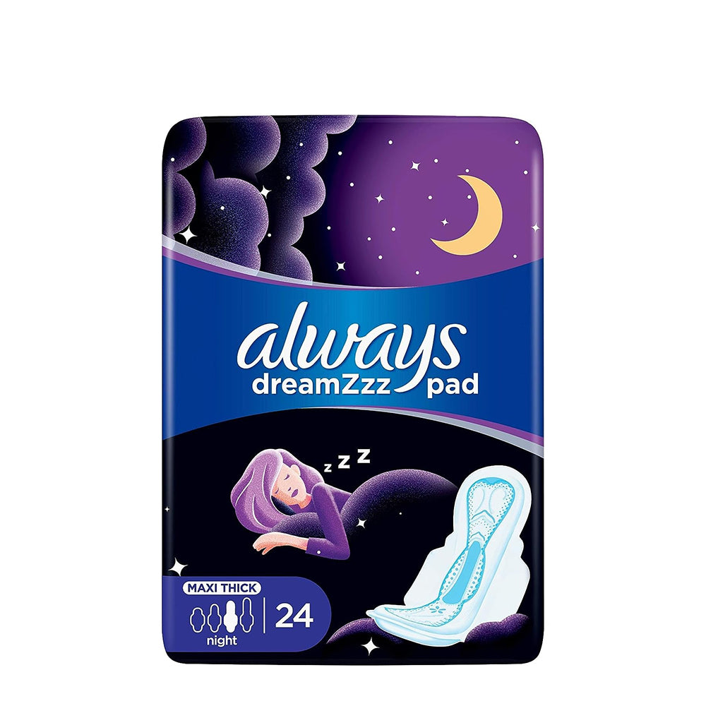 Always Maxi Thick Night 24 Pads with wings