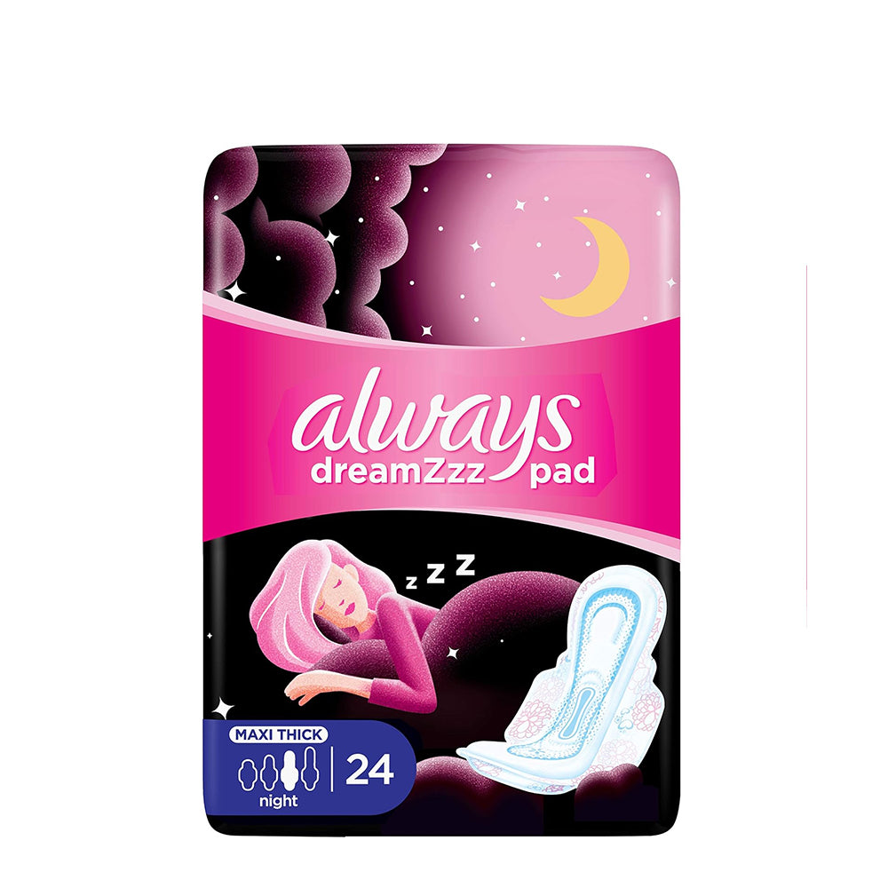 Always Cotton Thick Night 24 Pads with wings
