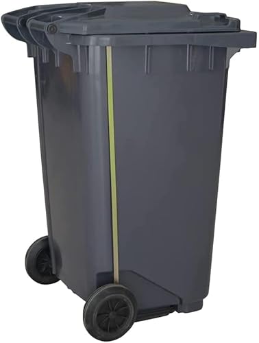 100L Plastic Dustbin with Pedal and Wheels GREY