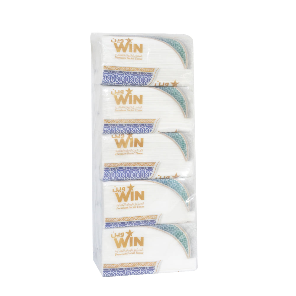 اربح عبوة مناديل وجه ناعمة من النايلون، 600 ورقة، طبقتان، عبوة من 5