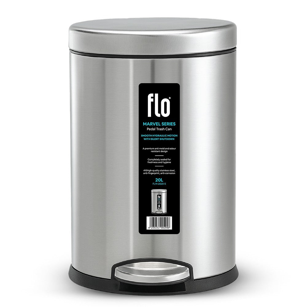 FLO DUSTBIN - MARVEL MATT STEEL 20L – Cleaning Superstore