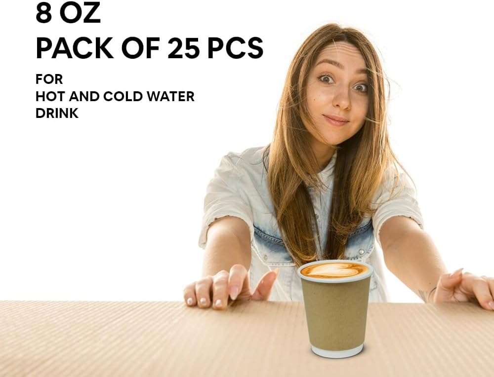 D/W Paper Cup 8oz 25pcs KRAFT   |    Pack of 500