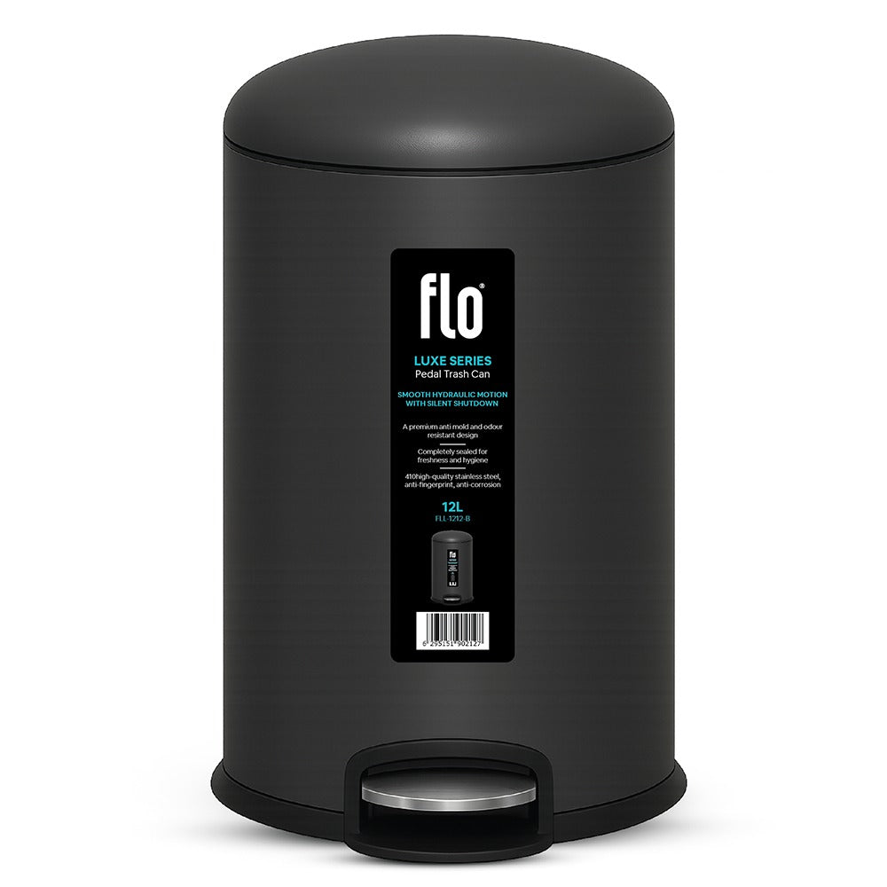 FLO S.S DUSTBIN - LUXE  BLACK 12L