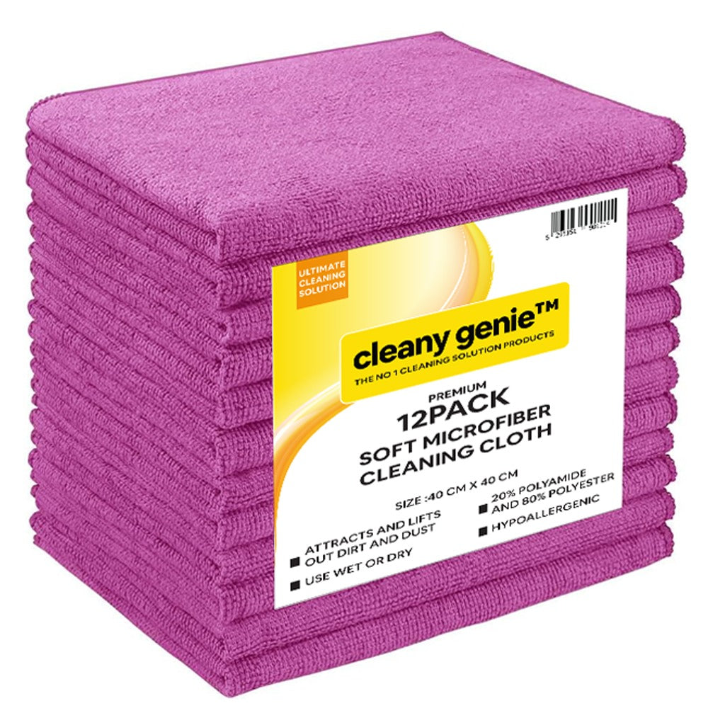 CLEANY GENIE Microfiber Cloth Pink Pack of 12