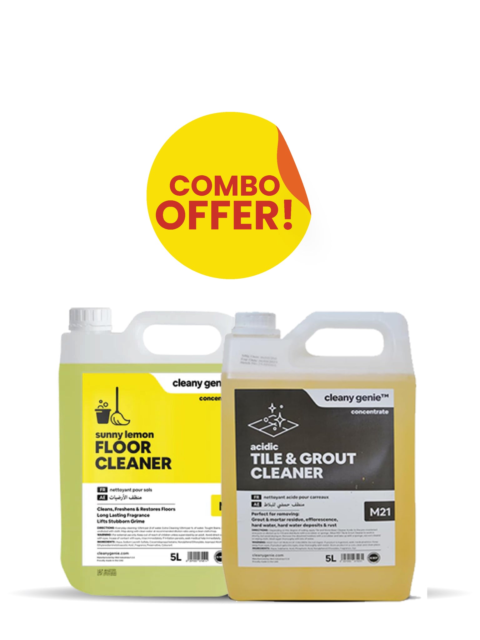 Floor Cleaner M4 | Sunny Lemon 5L + Acidic Tile & Grout Cleaner M21 | 5L Combo