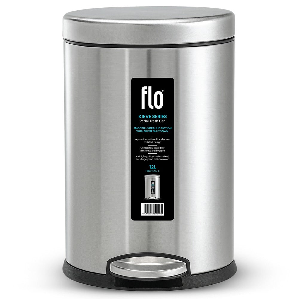 FLO S.S DUSTBIN - KIEVE  MATT STEEL 12L