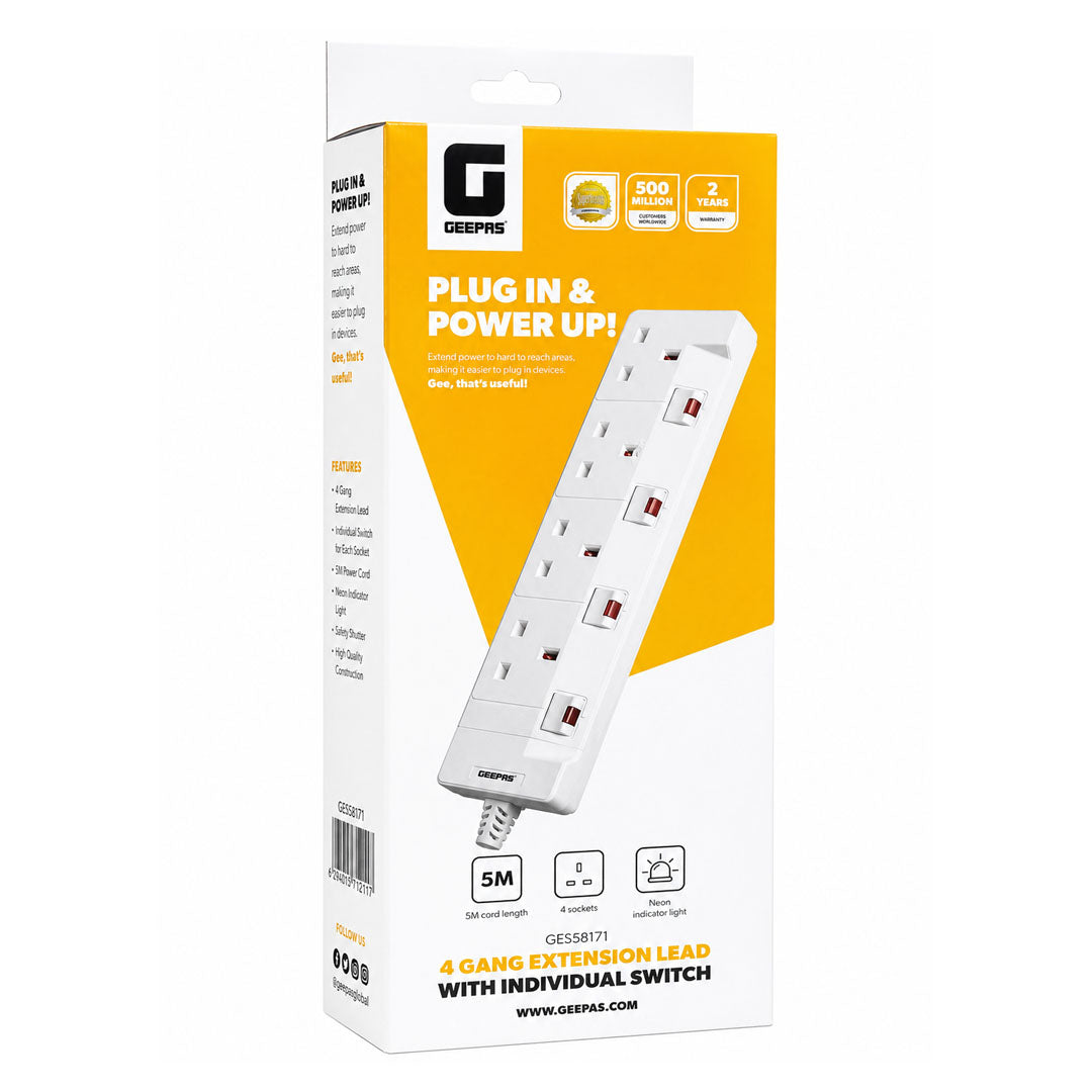 4 Gang 5Mtr Extension Socket With Switch