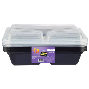 0003 قاعدة سوداء متعددة الأقسام مع غطاء - عبوة من 5 قطع