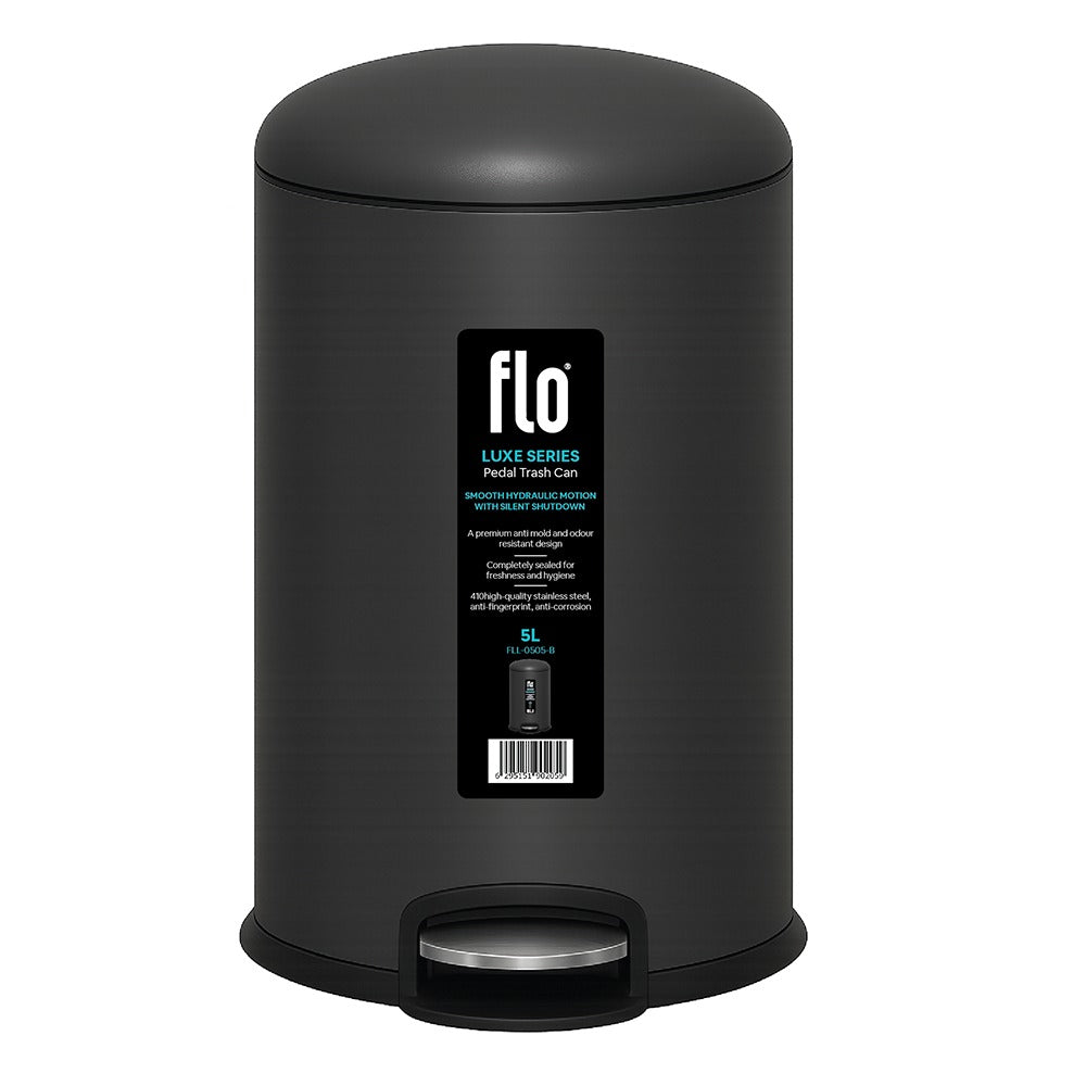 FLO S.S DUSTBIN - LUXE  BLACK 5L