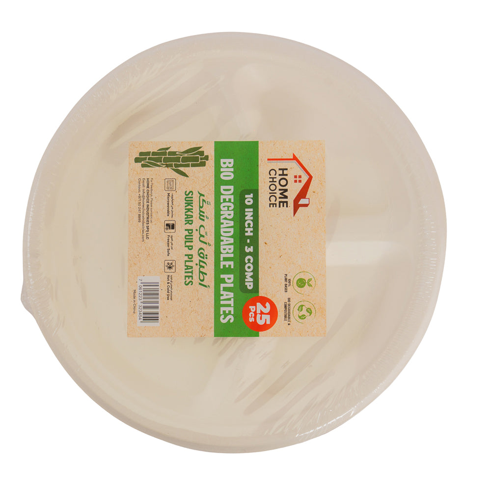 طبق قصب السكر دائري من هوم تشويس، مقاس ١٠ بوصات | ٢٥ قطعة