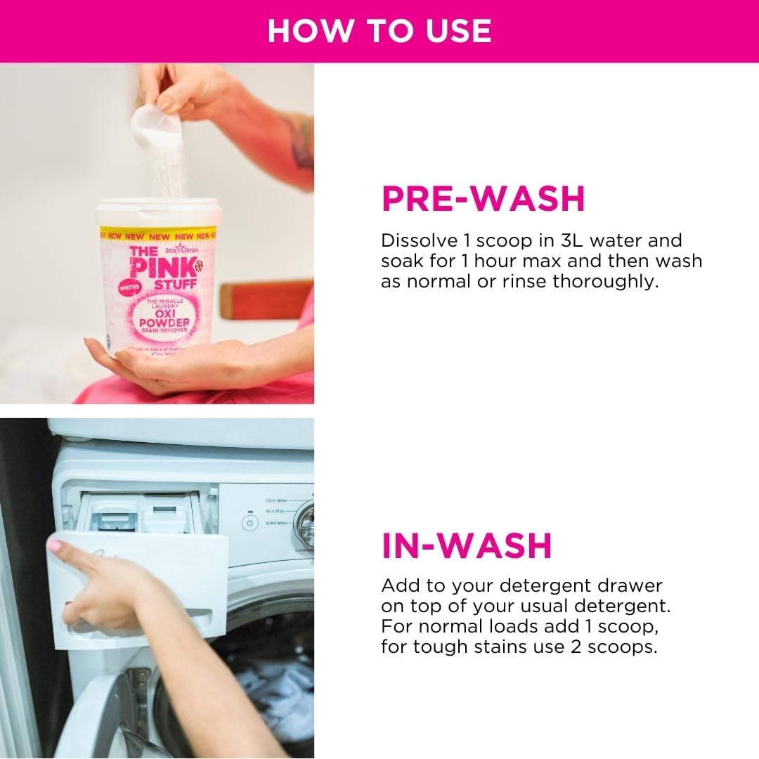The Pink Stuff Stain Remover Powder Whites 1KG | Pack of 6
