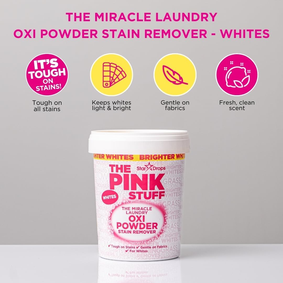 The Pink Stuff Stain Remover Powder Whites 1KG | Pack of 6