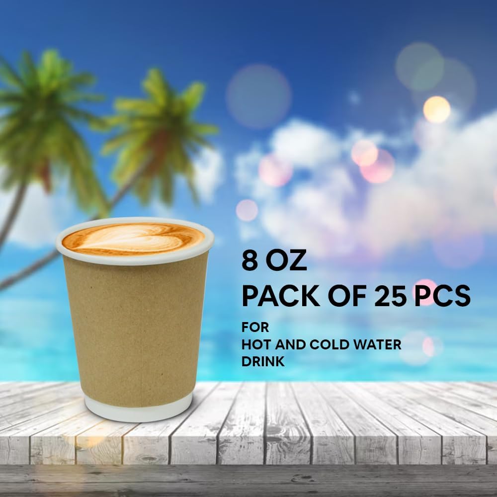 D/W Paper Cup 8oz 25pcs KRAFT   |    Pack of 500