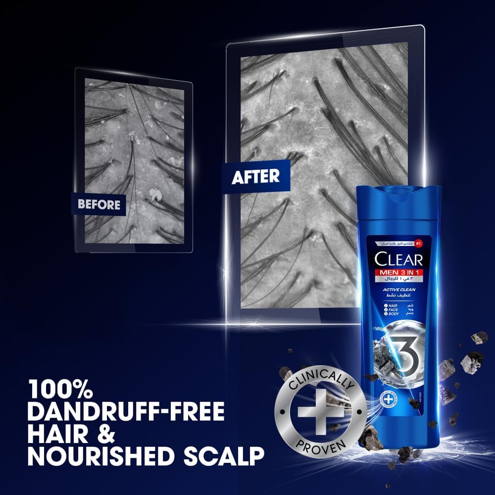 Clear Shampoo Men 3 In 1  Active Clean 400ML