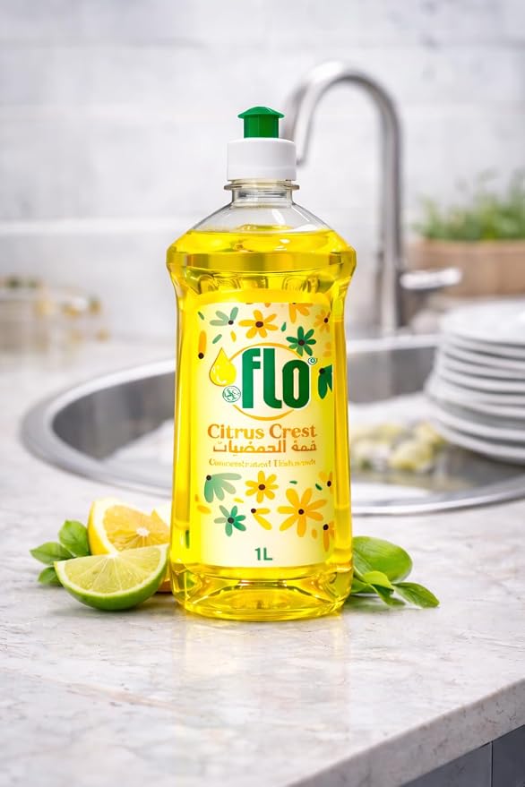 Flo Citrus Crest Dishwashing Liquid Concentrated 1L Pack of 6