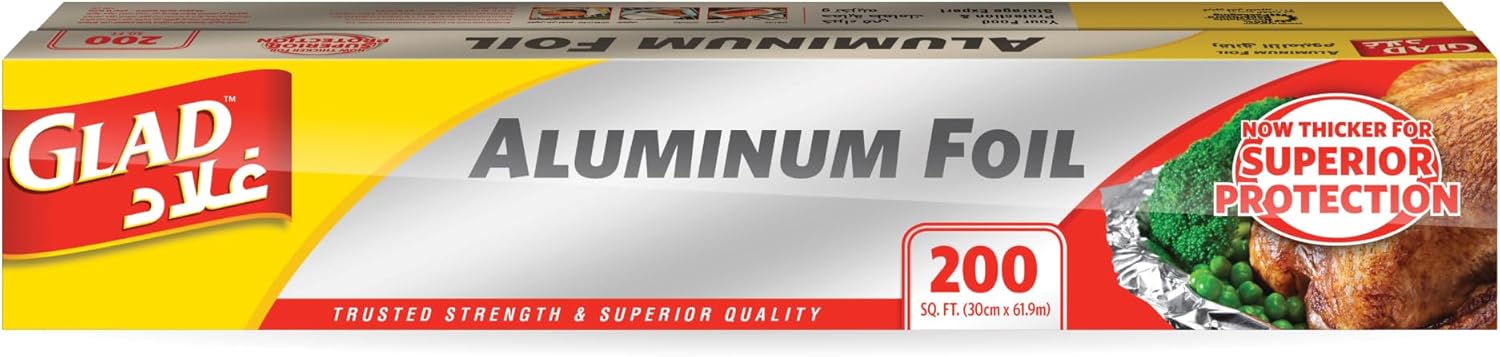 رقائق ألومنيوم جلاد 200 قدم مربع (30 سم × 61.9 م)