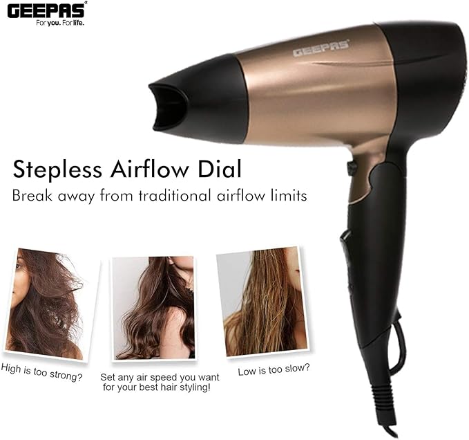 Geepas Mini Hair Dryer foldable /2Spd/1600W