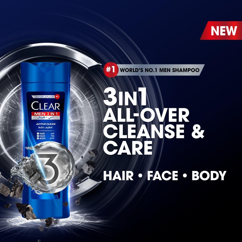 Clear Shampoo Men 3 In 1  Active Clean 400ML