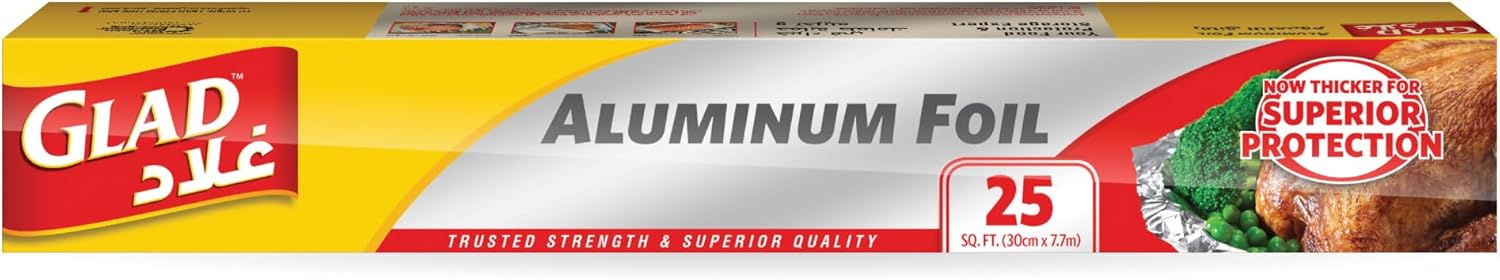 رقائق ألومنيوم جلاد 25 قدم مربع (30 سم × 7.7 م)