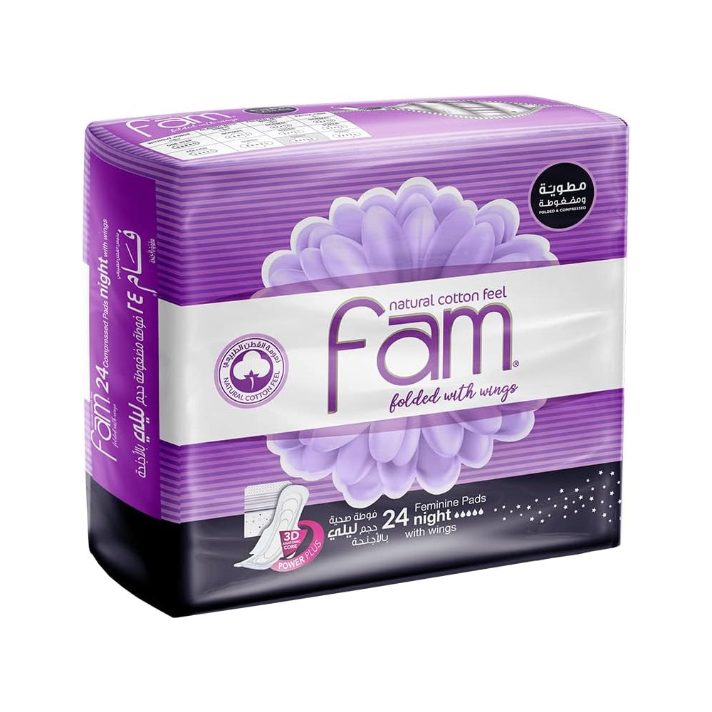 FAM FOLDED WITH WINGS 24 PADS NIGHT