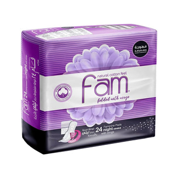 FAM FOLDED WITH WINGS 24 PADS NIGHT
