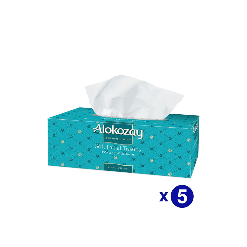 Alokozay Facial Tissue 130 sheets x 2 ply    |    Pack of 5