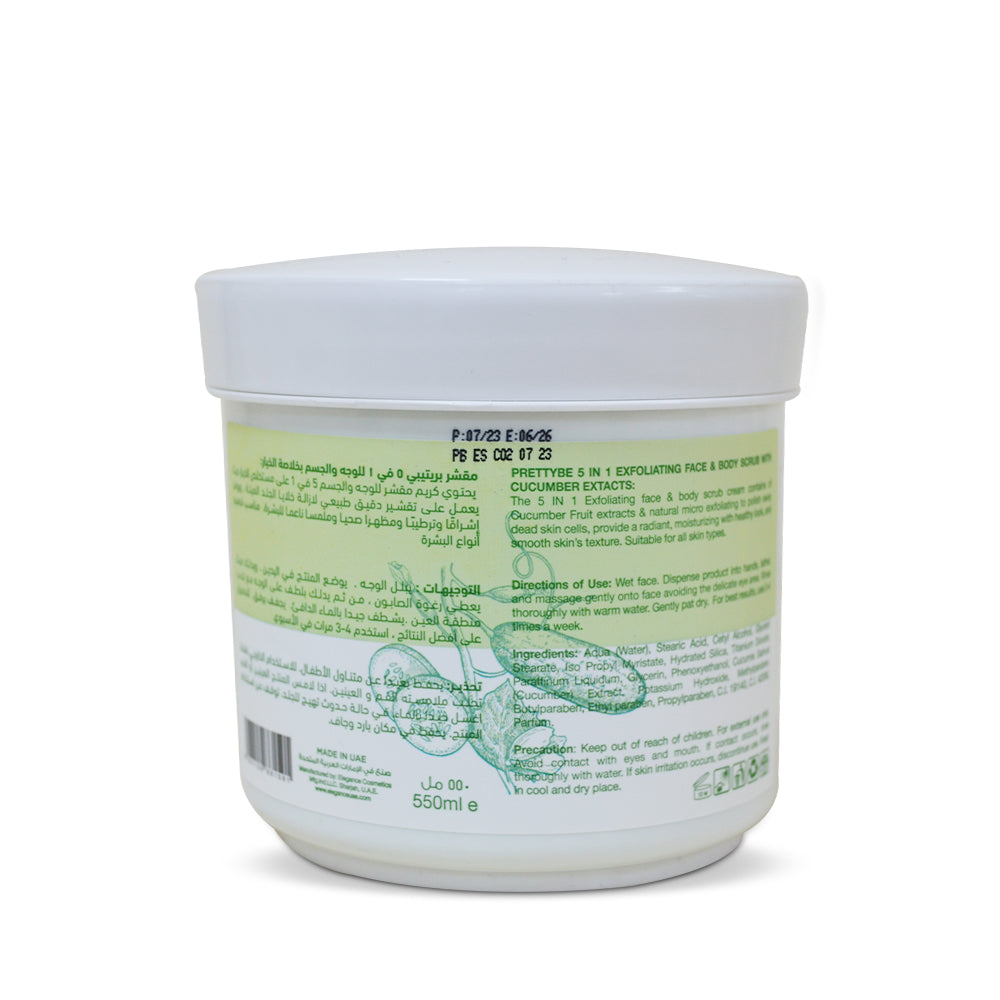 PRETTY BE-5IN1 FACE&BODY SCRUB-CUCUMBER-550ML