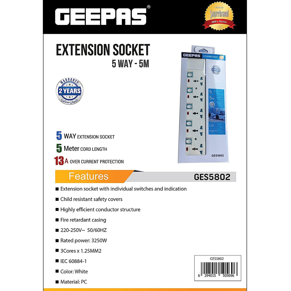 Extension Socket/5 Way-5 M