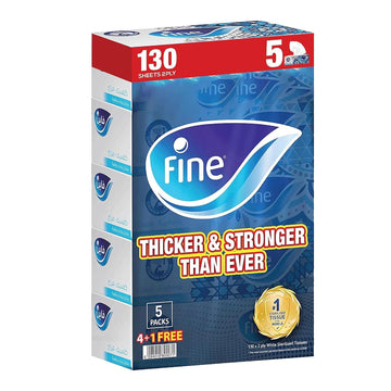 مناديل فاين كلاسيك يوفوريا، ١٣٠ ورقة، طبقتان | عبوة من ٥ قطع