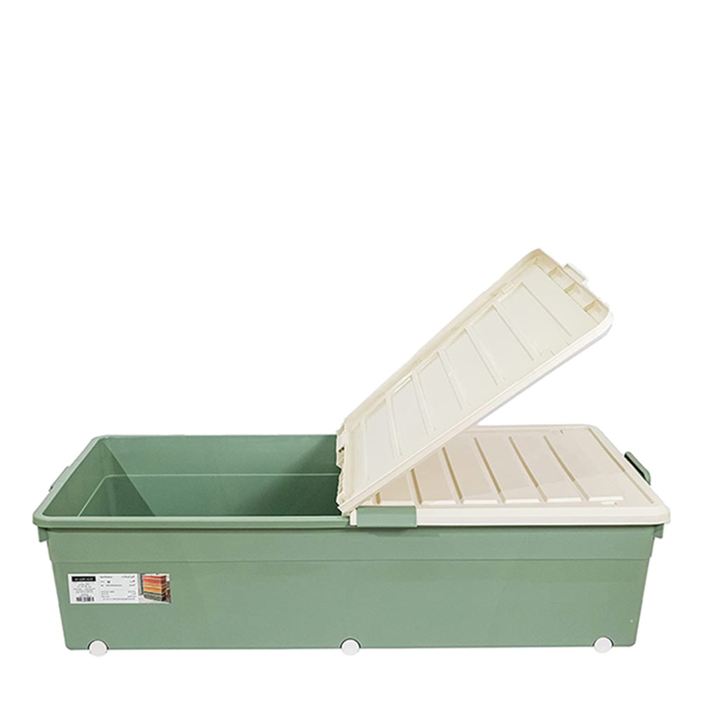 Storage Box with White Lid 84L Green