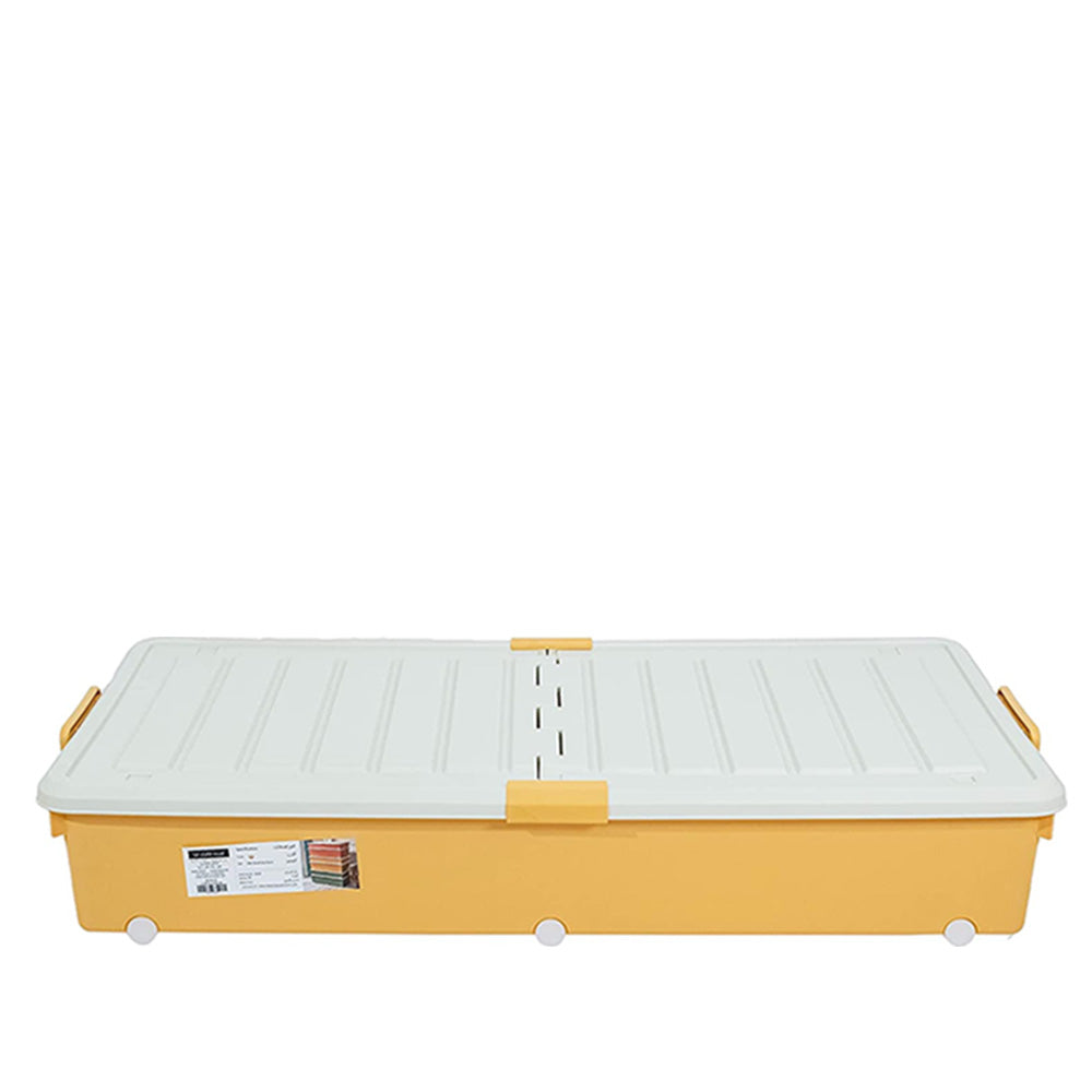 Storage Box with White Lid 84L Yellow
