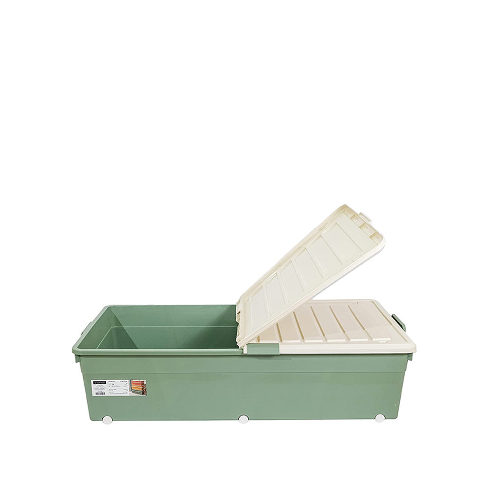 Storage Box with White Lid 65L Green