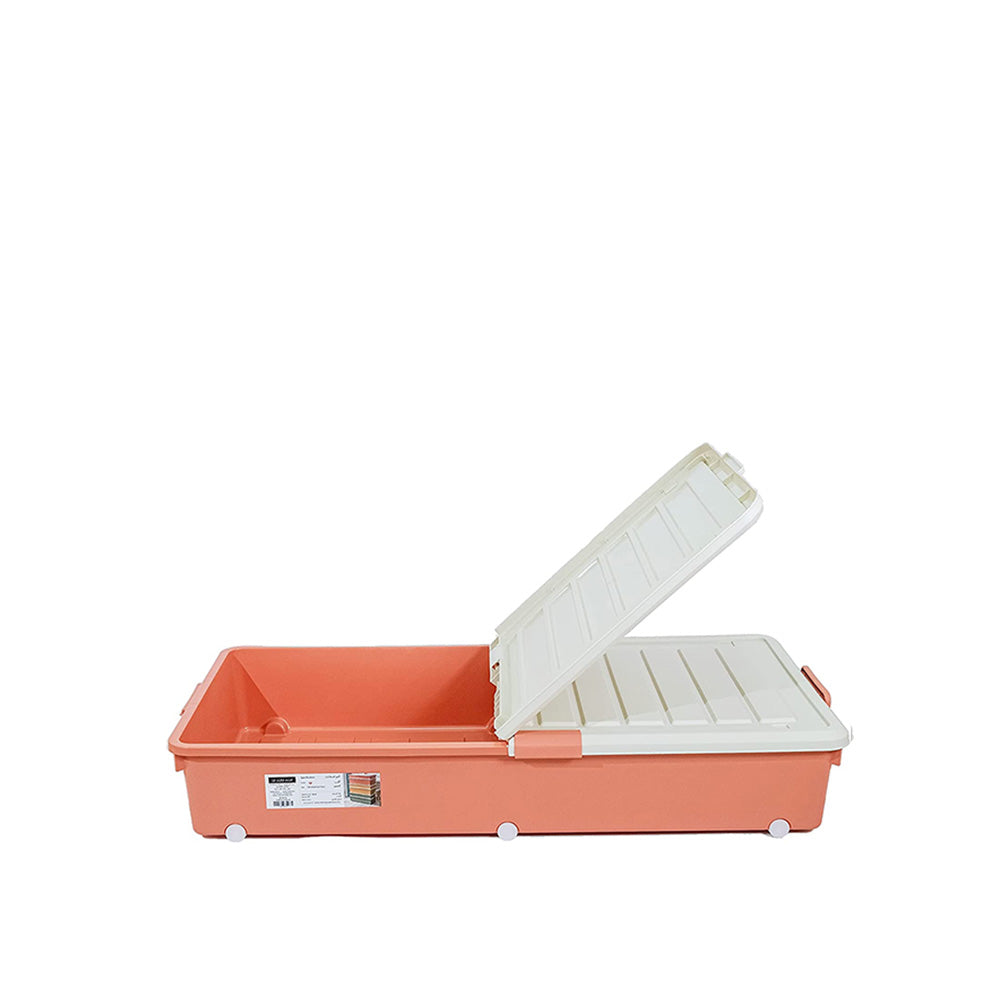 Storage Box with White Lid 65L Red