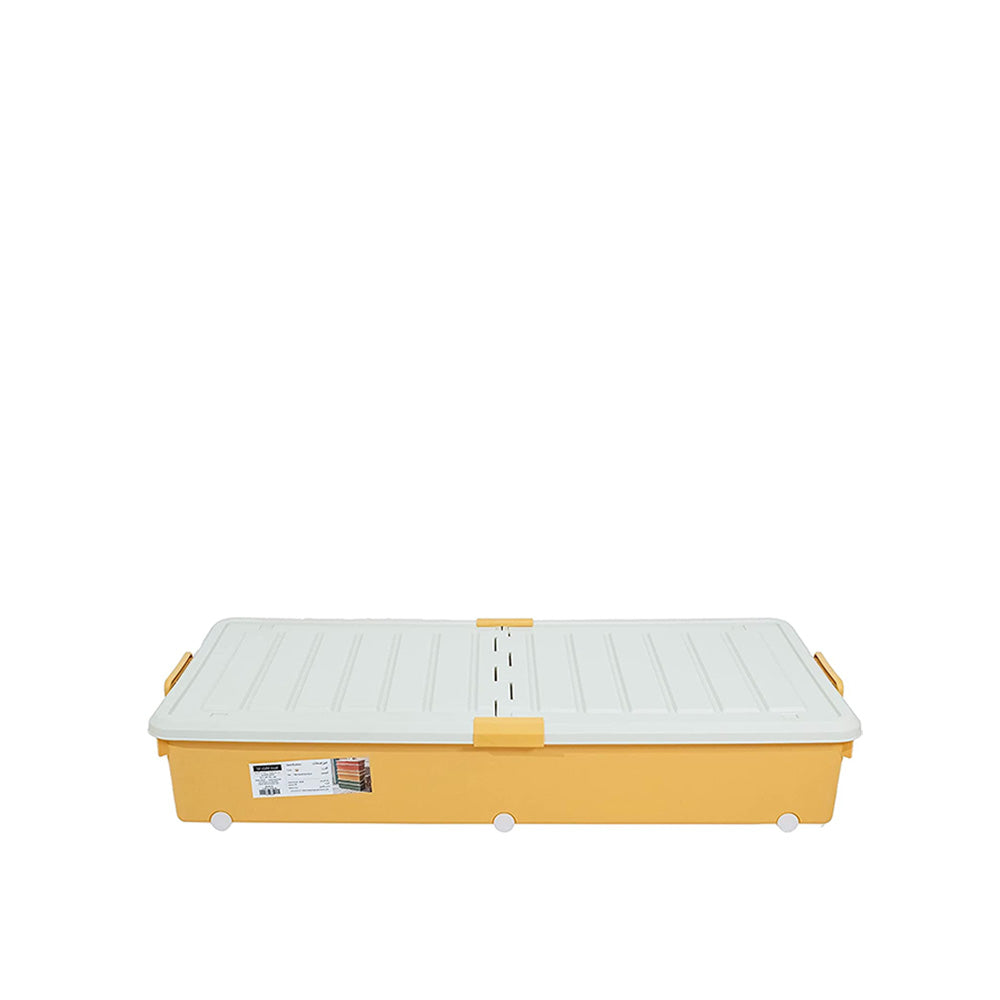 Storage Box with White Lid 65L Yellow