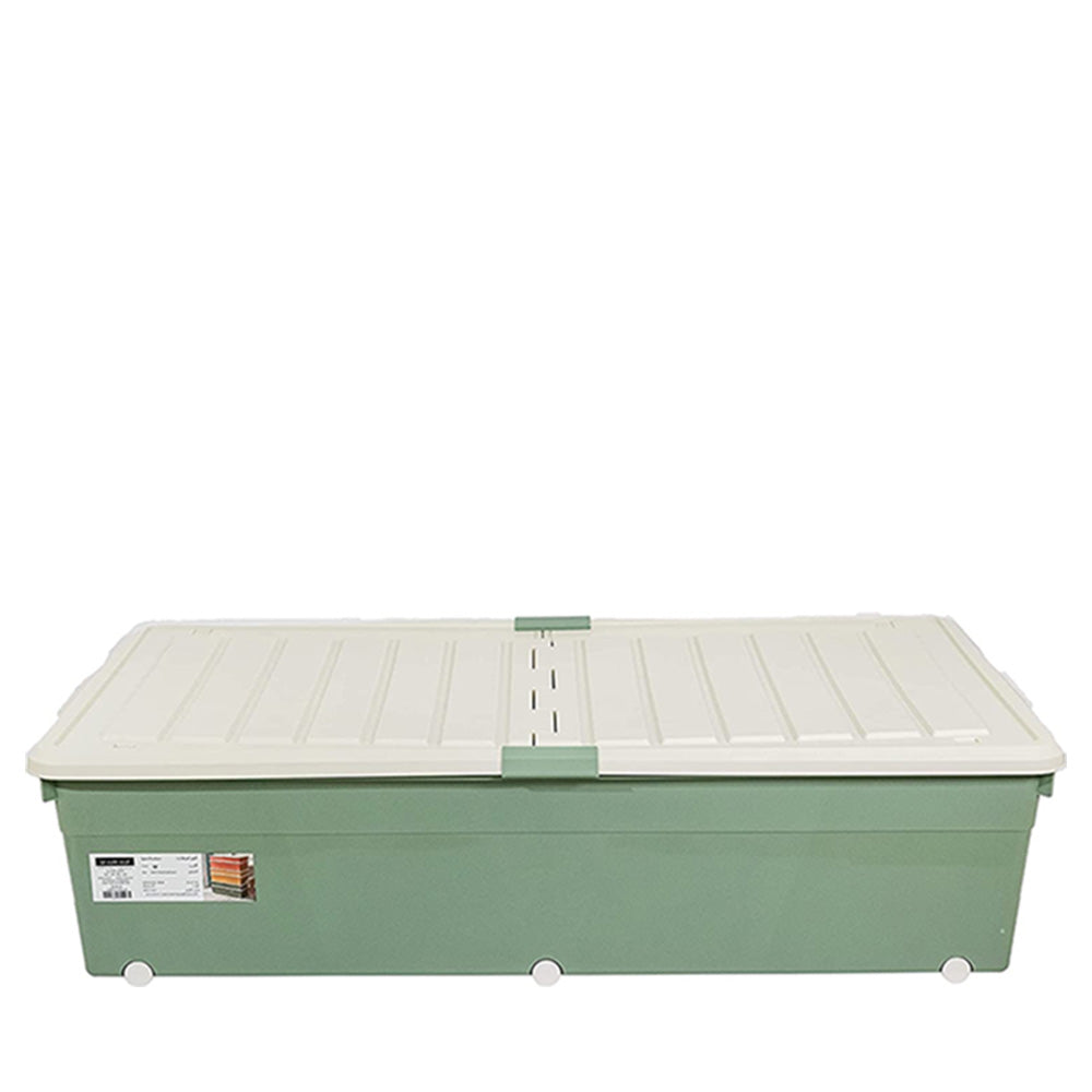 Storage Box with White Lid 99L Green