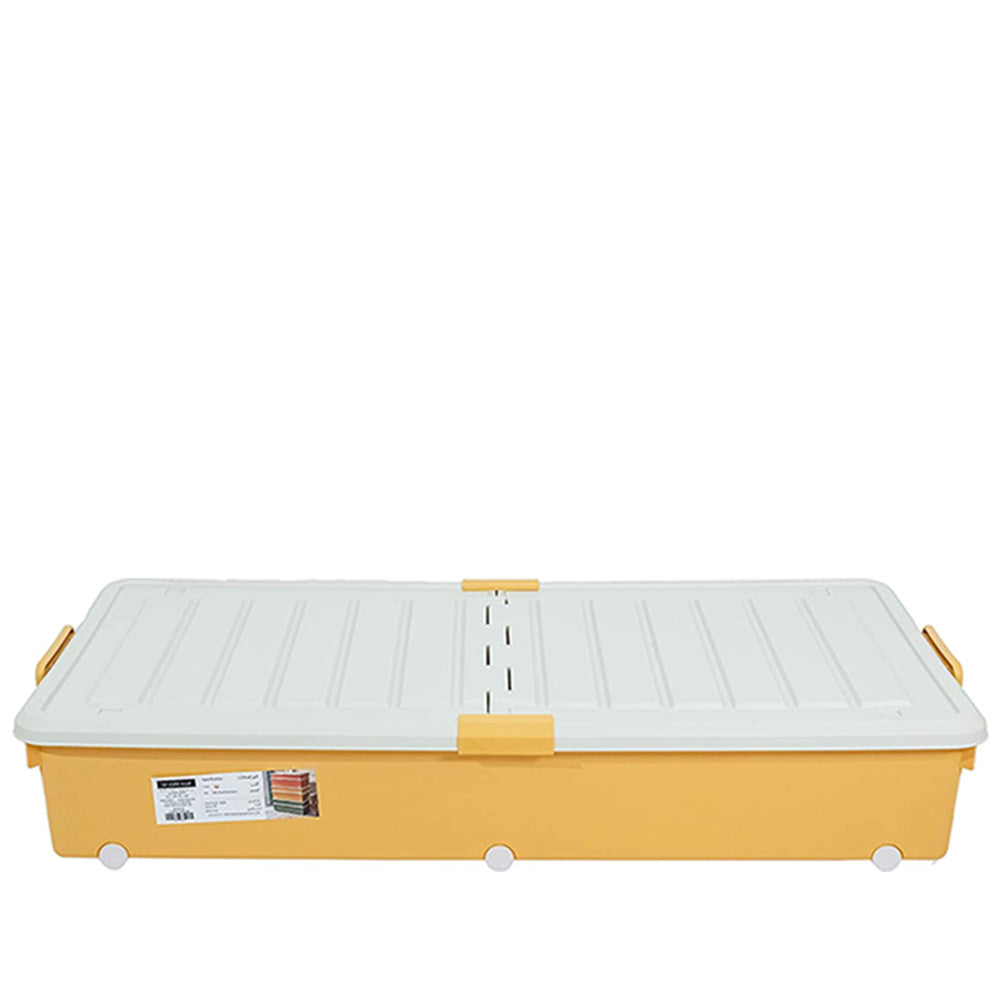 Storage Box with White Lid 99L Yellow