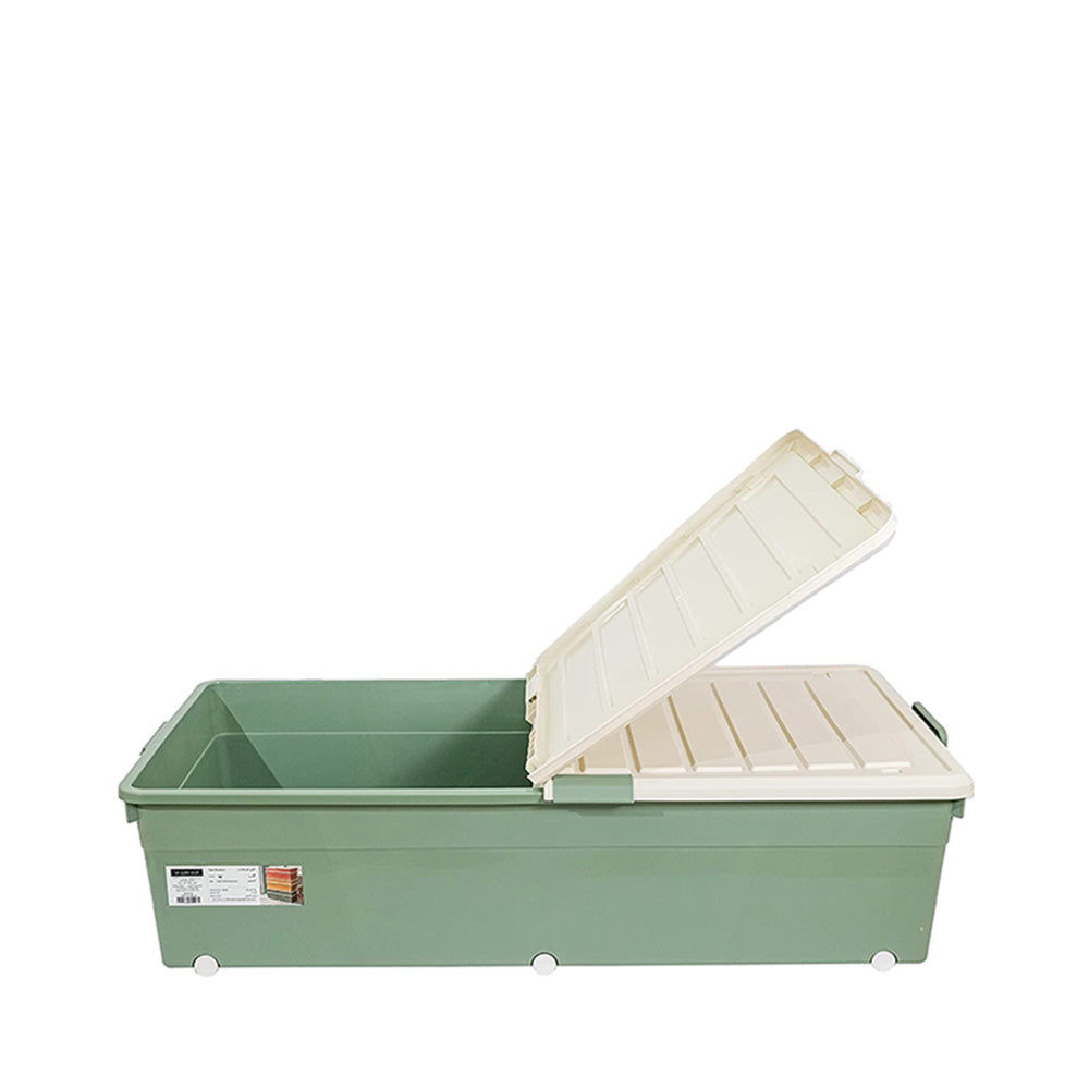 صندوق تخزين بغطاء أبيض سعة 76 لترًا أخضر