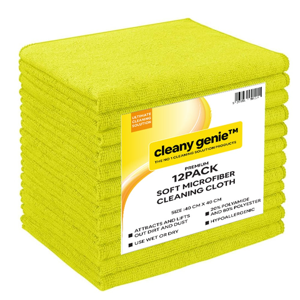 CLEANY GENIE Microfiber Cloth Yellow Pack of 12